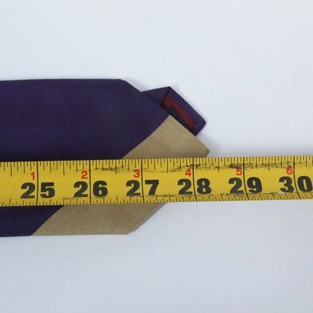 Polo Ralph Lauren Tie Vintage Colorblock Purple Gold Green Silk USA Handmade